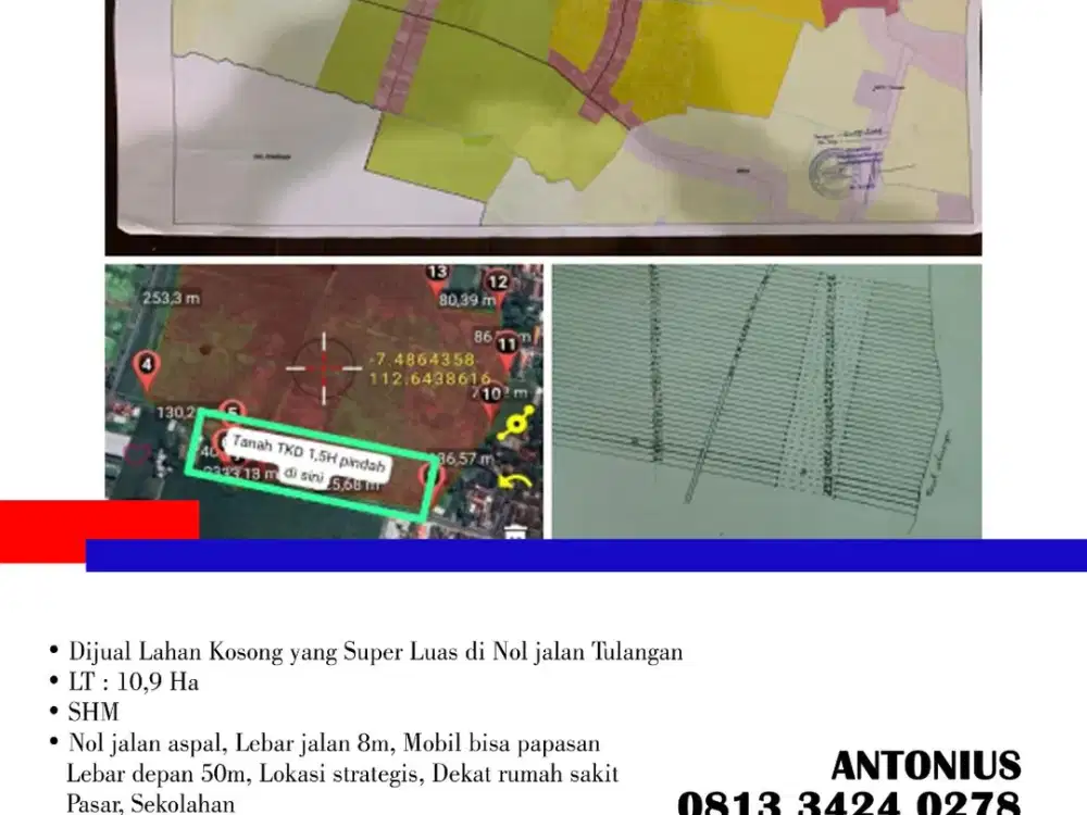 Dijual Lahan Kosong yang Super Luas di Nol jalan Tulangan