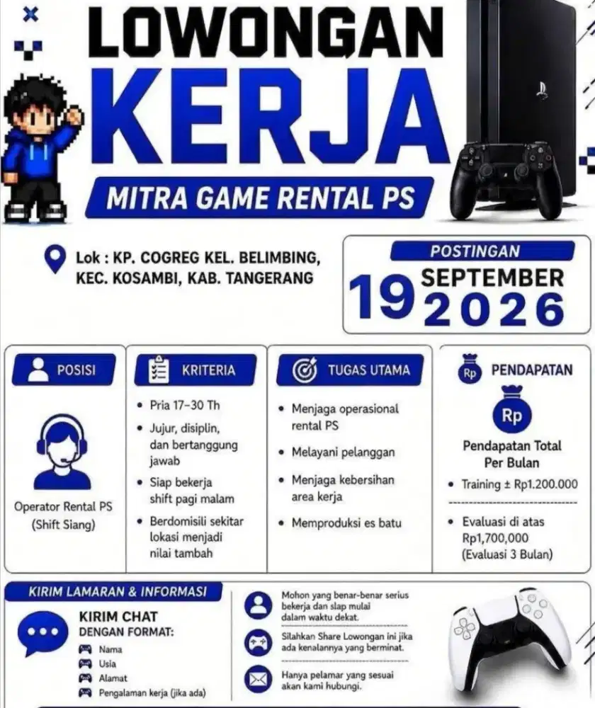 Operator Rental PS shift Siang