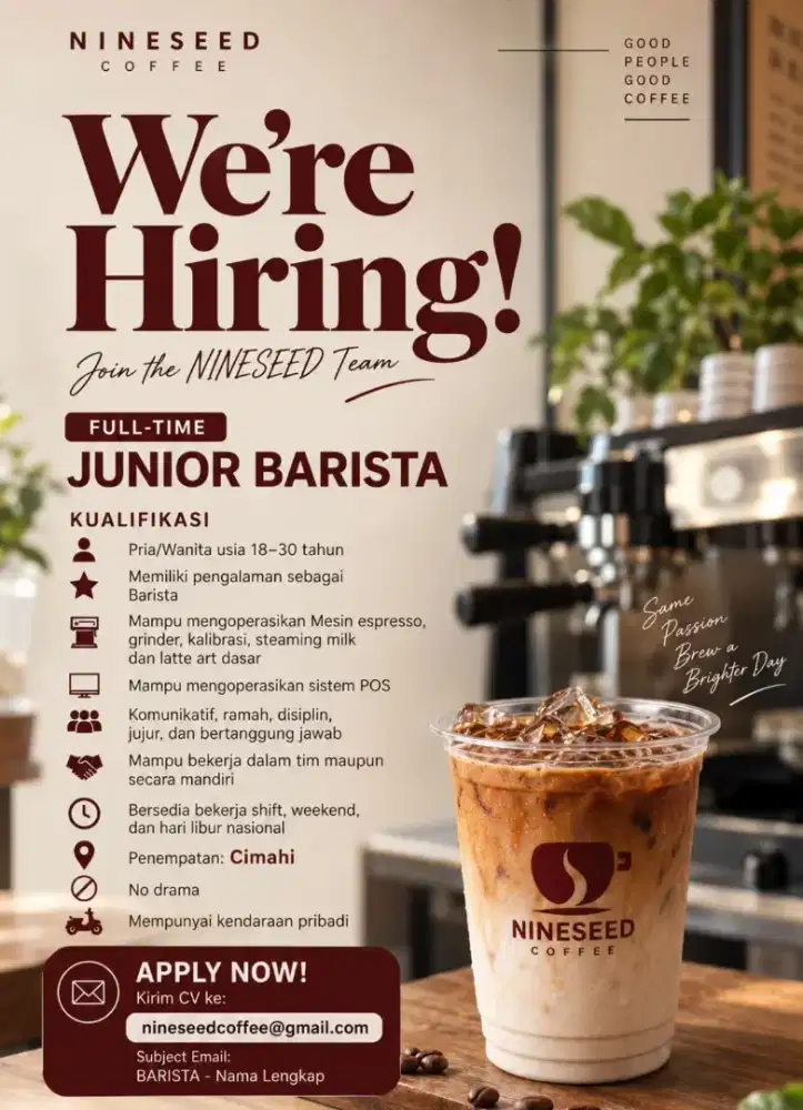 Dicari Full Time Junior Barista