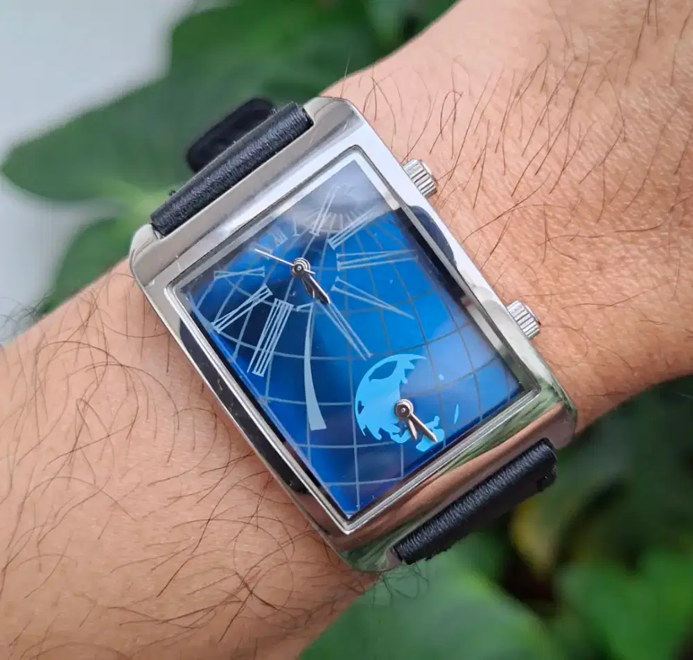 Dual time watch blue dial