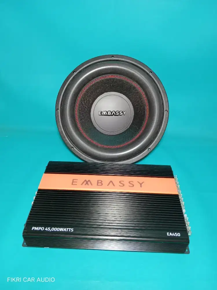 Ples Pasang Power EMBASSY EA-450 4Ch & Subwoofer EMBASSY EM-1202J 12