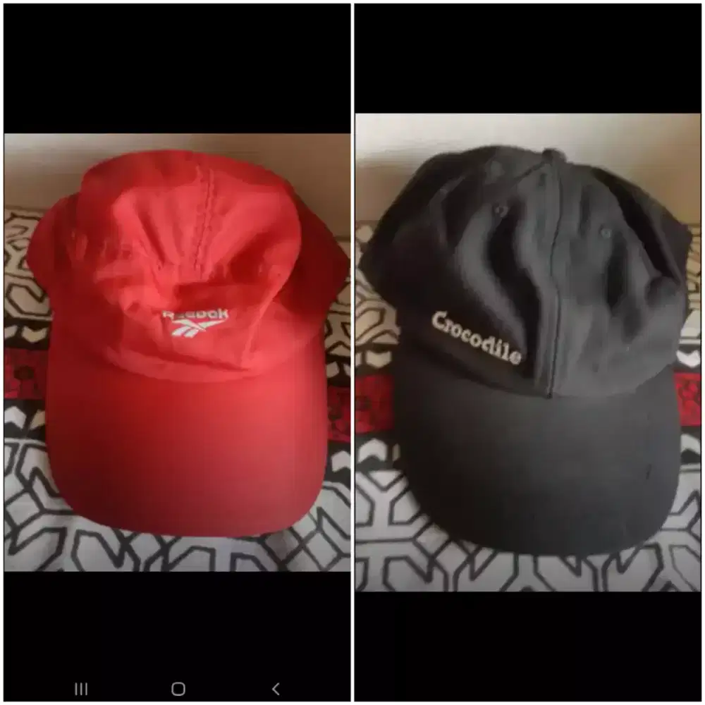 Topi Merah Hitam Casual