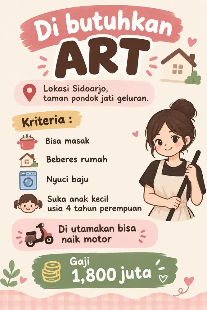 Cari ART yang bisa masak