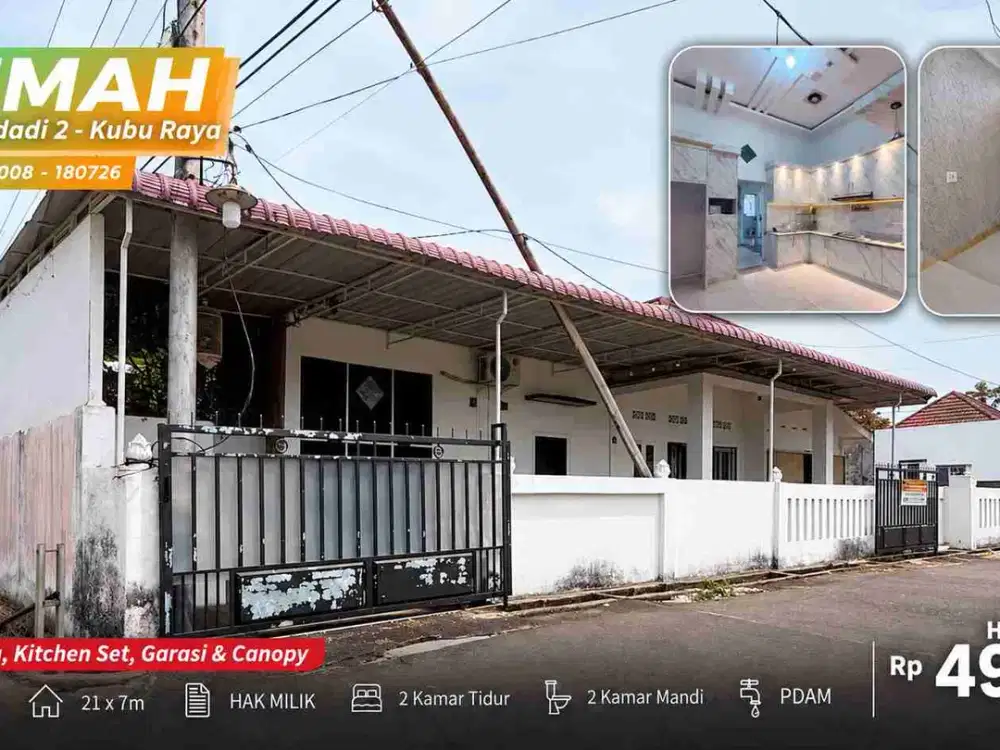 Rumah 2KT SHM + Sisa Lahan 7x20m di Jl. Wonodadi 2 Kubu Raya