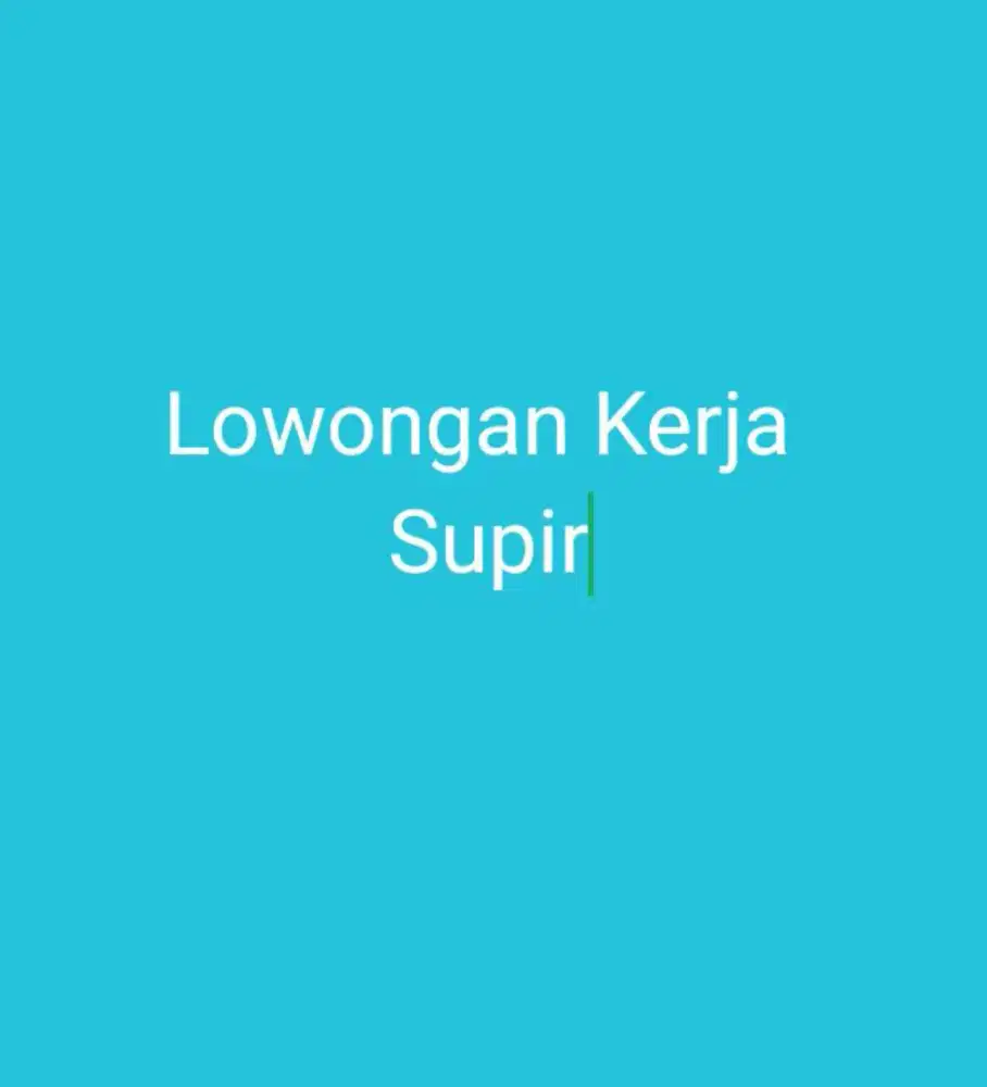 LOWONGAN KERJA SUPIR