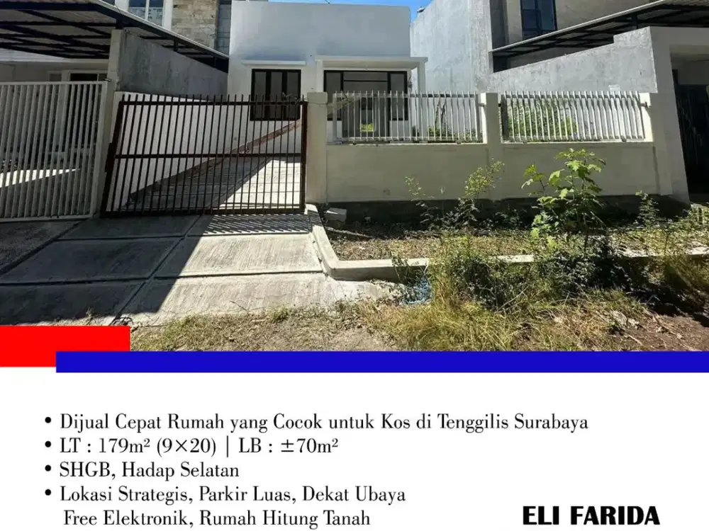 Dijual Cepat Rumah Hitung Tanah yang Cocok untuk Kos di Tenggilis Surabaya