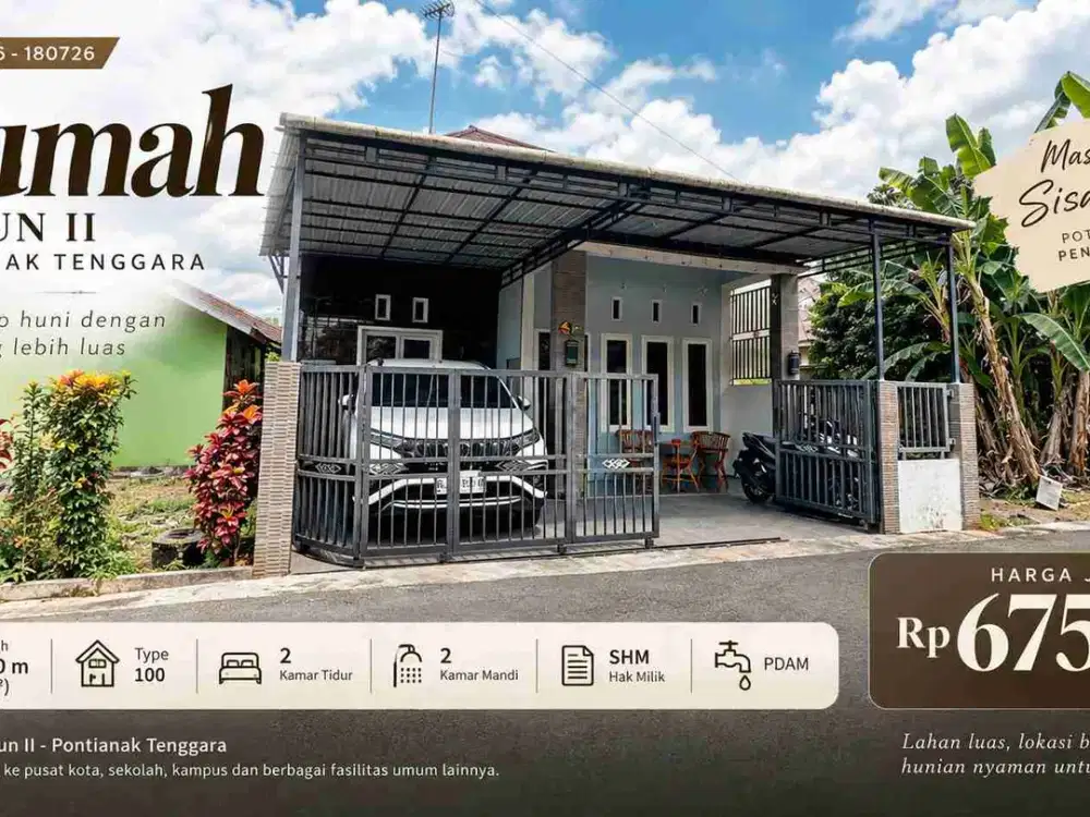 Rumah Siap Huni 2 Kamar di Disbun II Pontianak Tenggara – LT 280 m