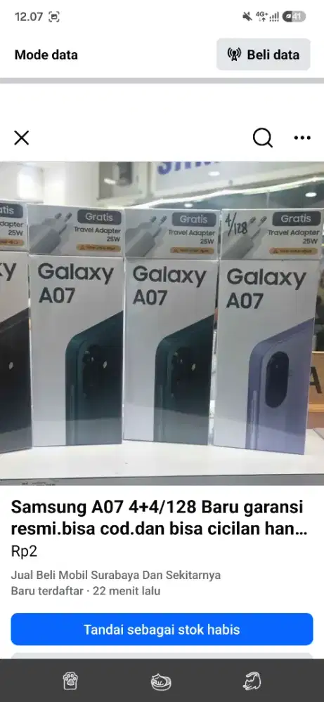 Samsung A07 4+4/128 Baru garansi resmi.bisa cicilan tanpa bi cheking