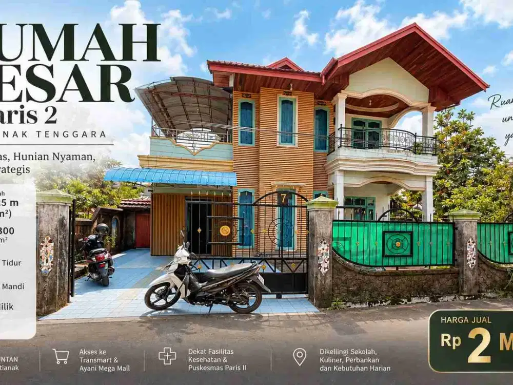 Rumah Besar 2 Lantai di Paris 2 Pontianak – LT 550 m², Type 300