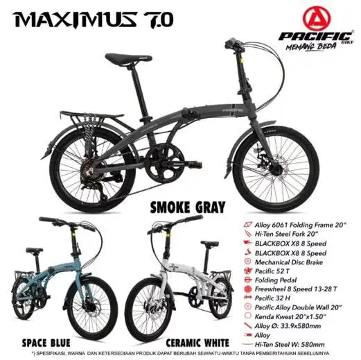 Sepeda Lipat 20 inch Merk Pacific Maximus 7.0