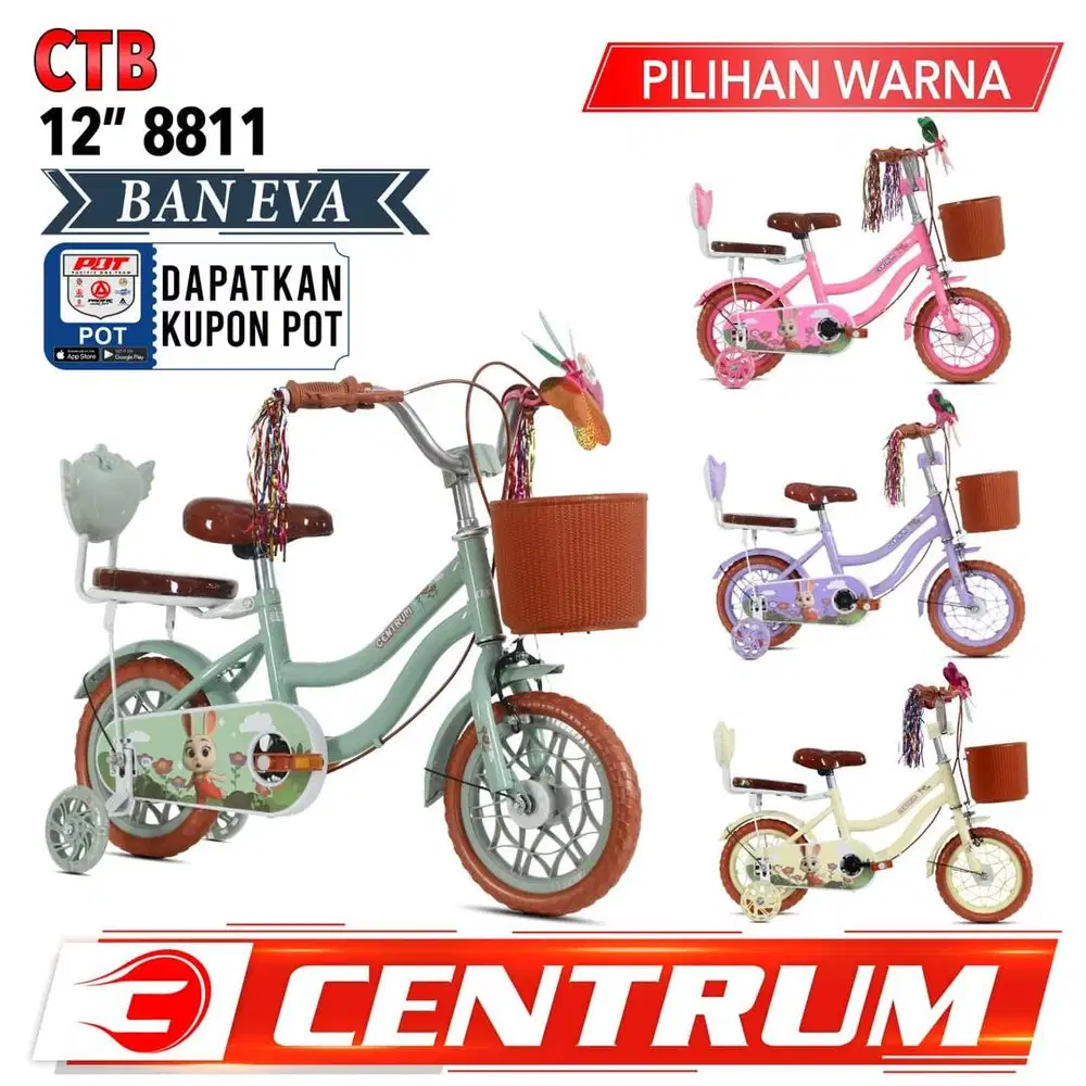 Sepeda CTB 12 inch Merk Centrum 8811 Ban Eva