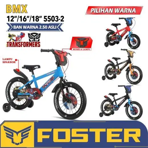 Sepeda BMX 18 inch Merk Foster Transformers 5503-2 Ban Warna 2.50 Asli