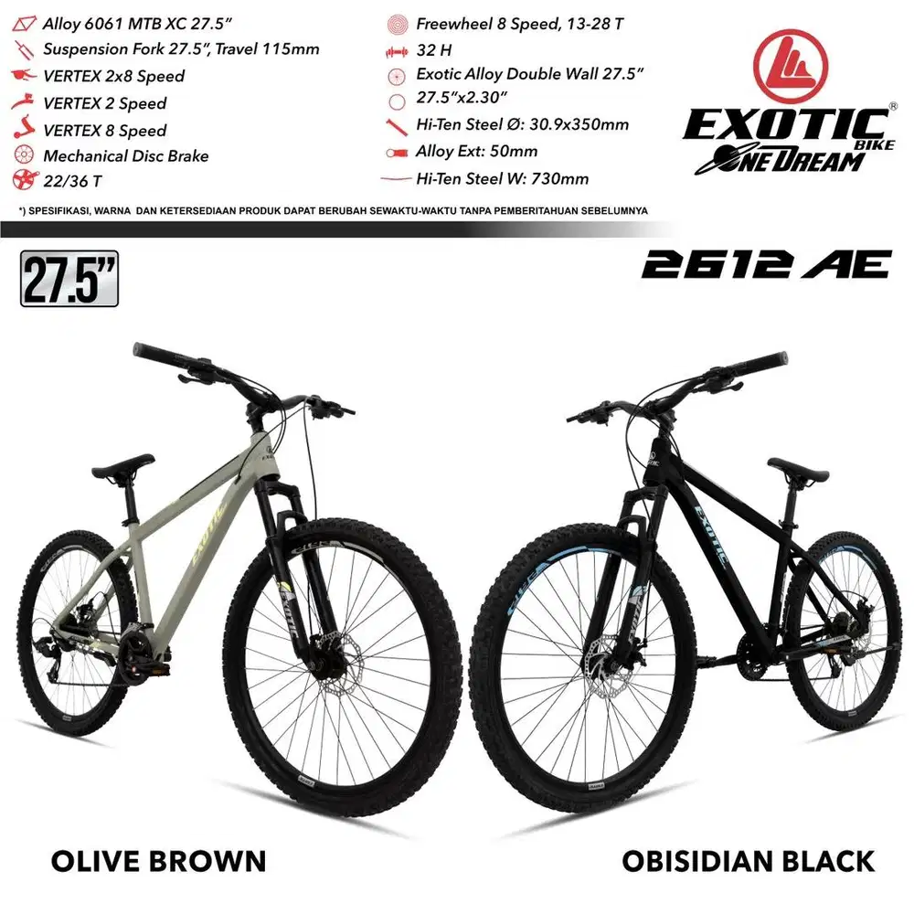 Sepeda MTB 27.5 inch Merk Exotic 2612 AE