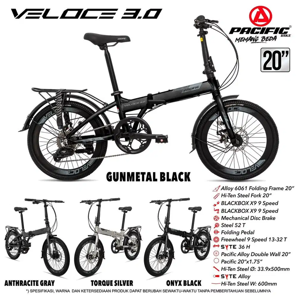 Sepeda Lipat 20 inch Merk Pacific Veloce 3.0