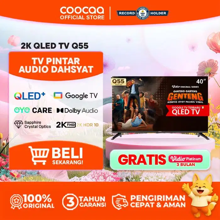 LED TV 40 inch COOCAA 40Q55 QLED panel Google TV dolby audio eye care