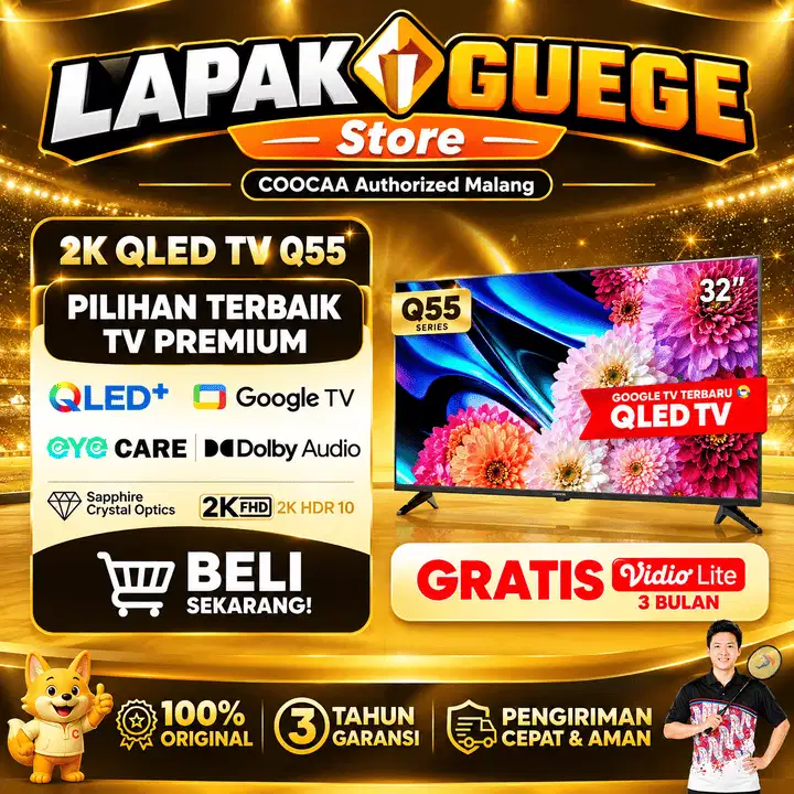 COOCAA LED TV 32 inch Q55 GOOGLE TV QLED Dolby Audio Eye Care baru