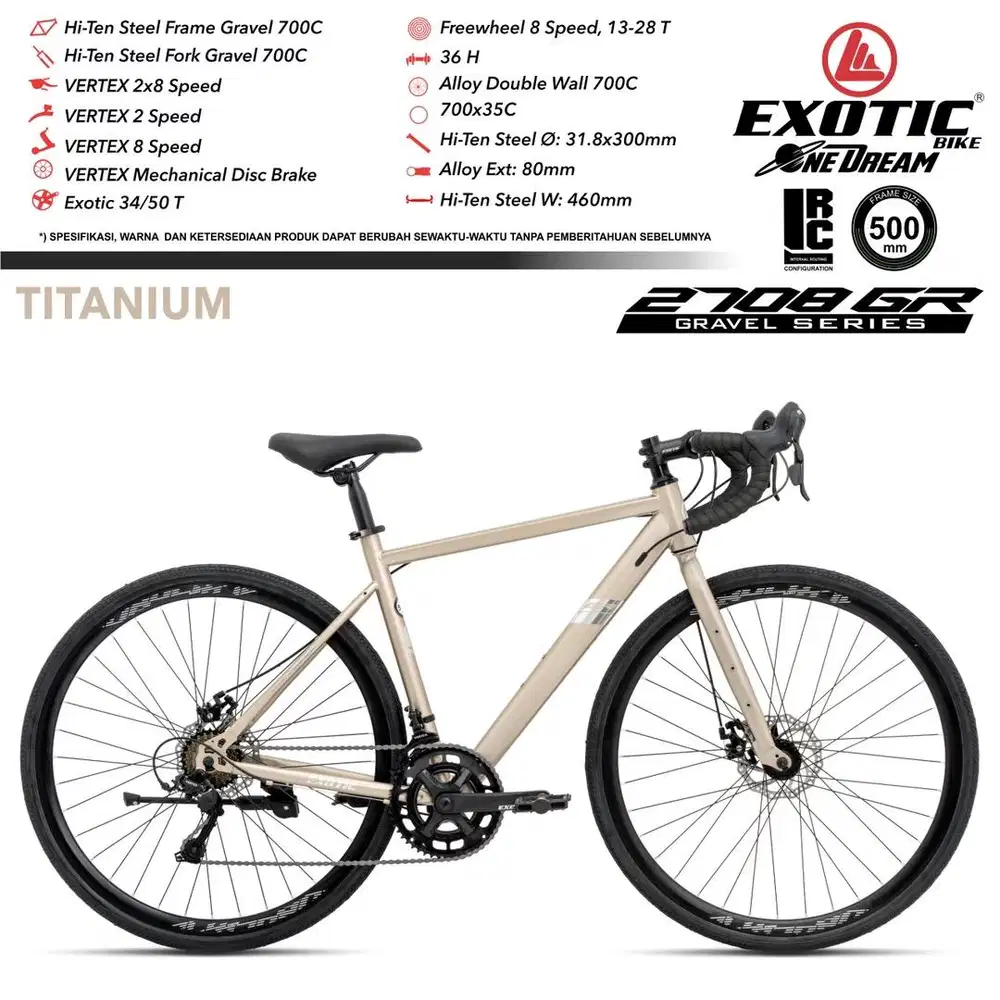 Sepeda Gravel Merk Exotic 2708 GR 2x8 Speed By Pacific