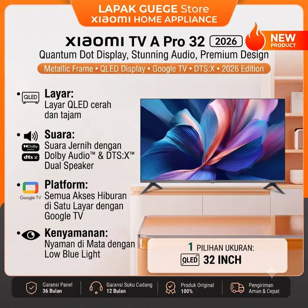 LED TV XIAOMI A 32 2026 HD DOLBY bezelless Google smart android Baru