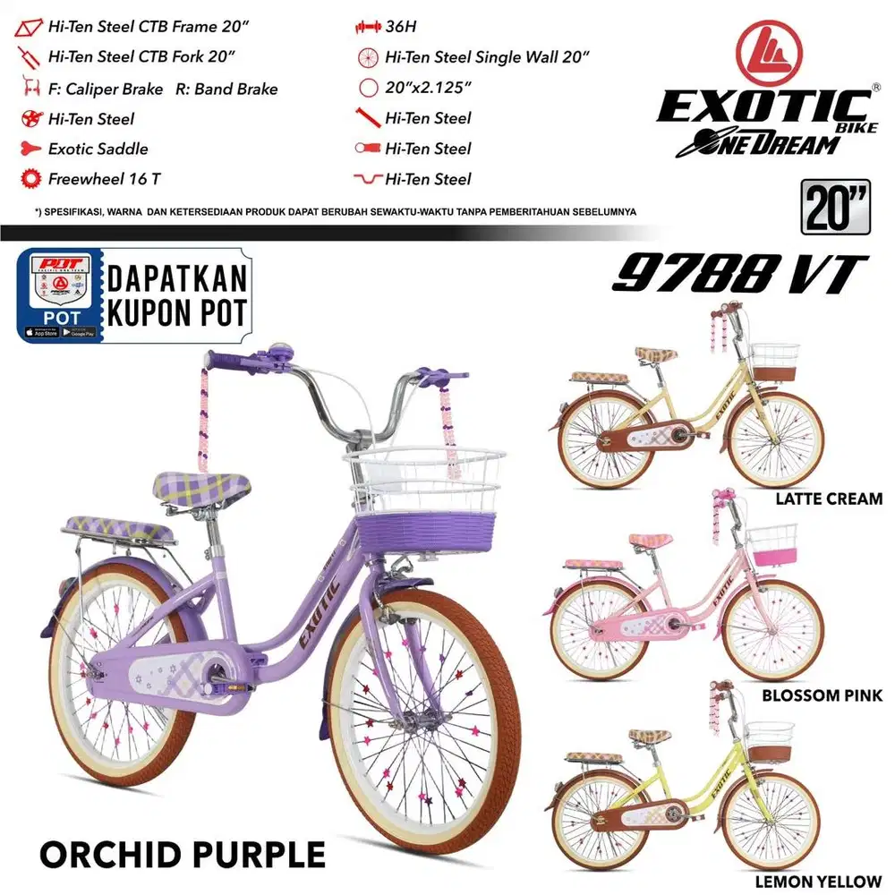 Sepeda Mini 20 inch Merk Exotic 9788 VT