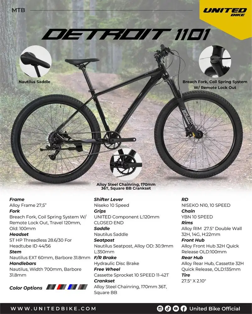 Sepeda MTB 27,5 inch Merk United Detroit 1101