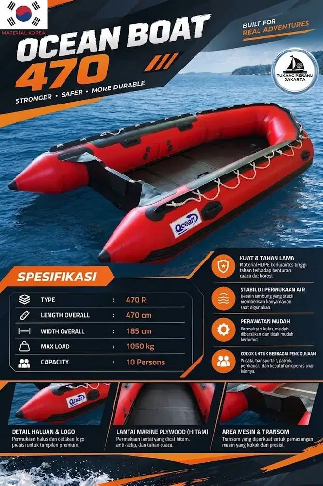 Perahu Karet type 470 untuk Banjir,Rescue,perusahaan minyak,tambang,