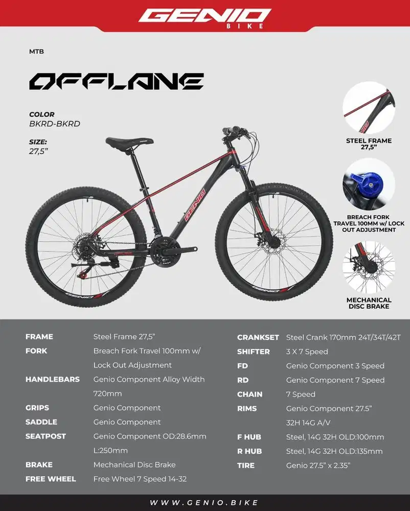 Sepeda MTB 27.5 inch Merk Genio Offlane