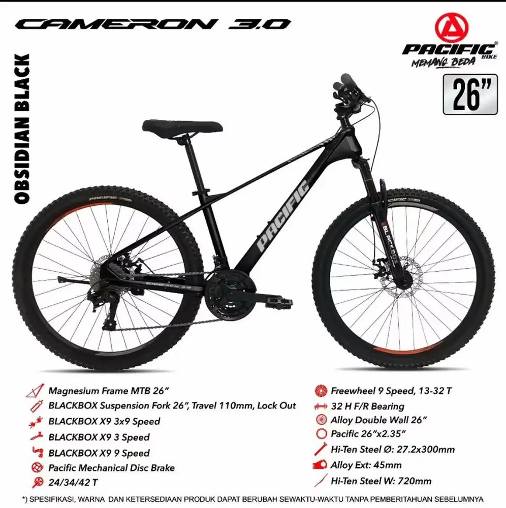 Sepeda MTB 26 inch Merk Pacific Cameron 3.0