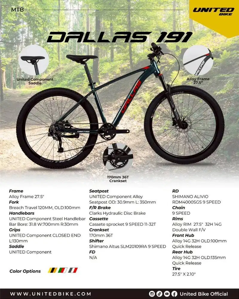 Sepeda MTB 27,5 inch Merk United Dallas 191