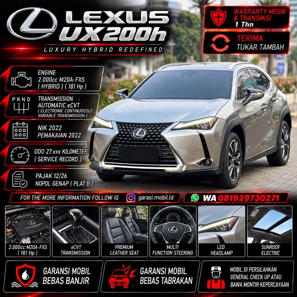 Lexus UX250h 2022 / Odo 27rbu Kilometer