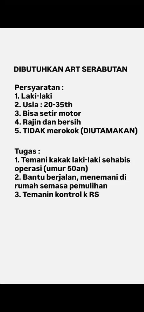 DIBUTUHKAN ART SERABUTAN