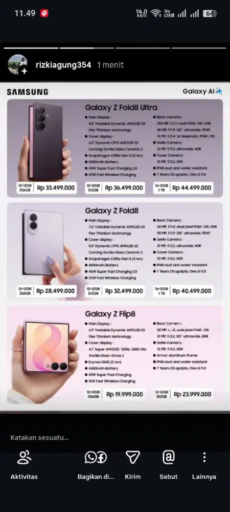 Samsung series A series S series Z