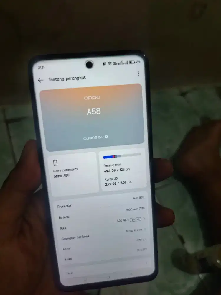 Oppo A58 4G NFC 6+6/128 NO MINUS MULUS LIKE NEW SIAP PAKAI