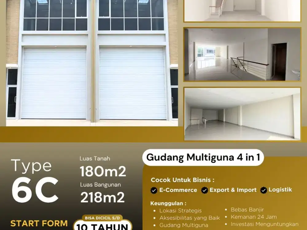 Primary! Gudang Bizpark Pulogadung Tipe 6C, LT 180 m² LB 218 m², Free BPHTB & Canopy