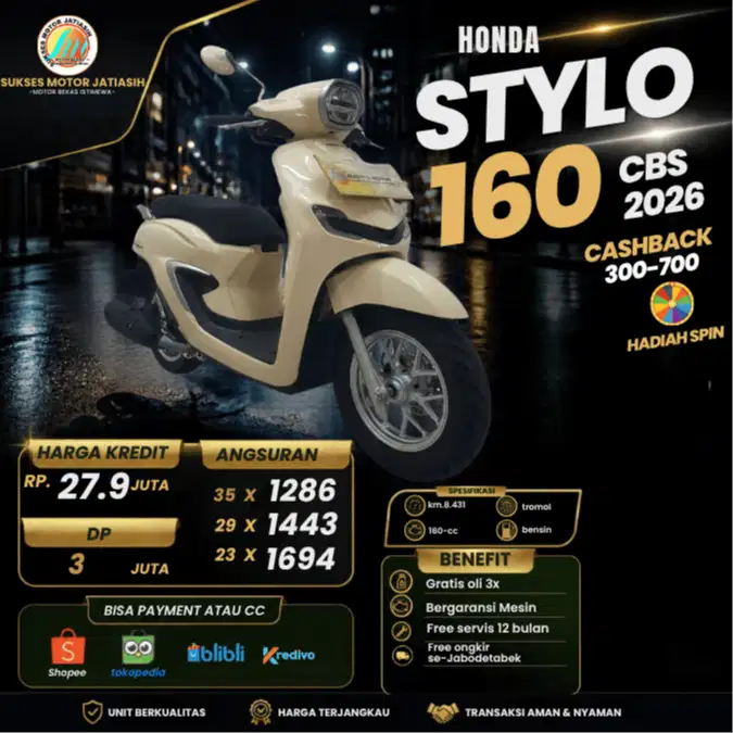 HONDA STYLO 160 CBS 2026 KM RENDAH 8 RIBUAN  CAKEP SIAP AJAK JALAN