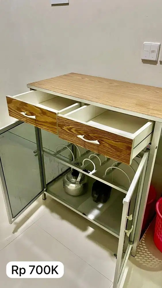 Rak Meja Dapur Kayu Alumunium Bekas
