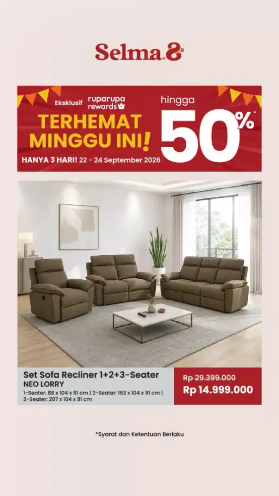 SOFA SET RECLINER BY SELMA