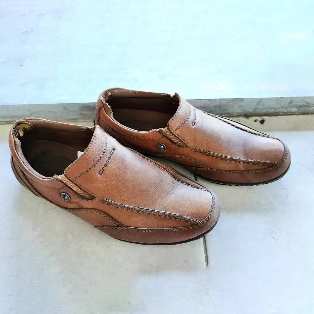 Sepatu Crocodile Pria Cokelat | Sepatu Kulit Slip On Loafer | Sepatu K