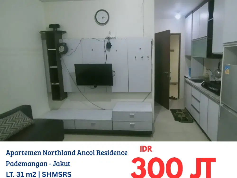 HFN0356 JUAL CEPAT apartemen Northland Ancol Residence 1BR lantai 12 semifurnish Jakarta Utara