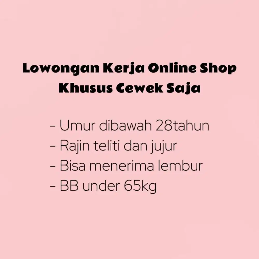 Lowongan Kerja Online Shop