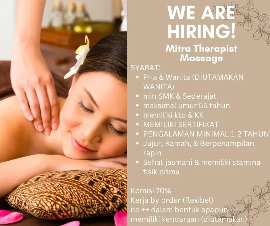 LOWONGAN MITRA THERAPIST - NO PLUSPLUS