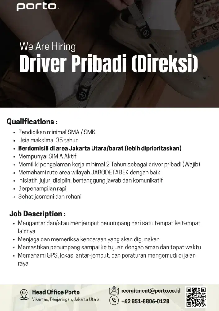 Dibutuhkan Secepatnya (Supir Pribadi Direksi)