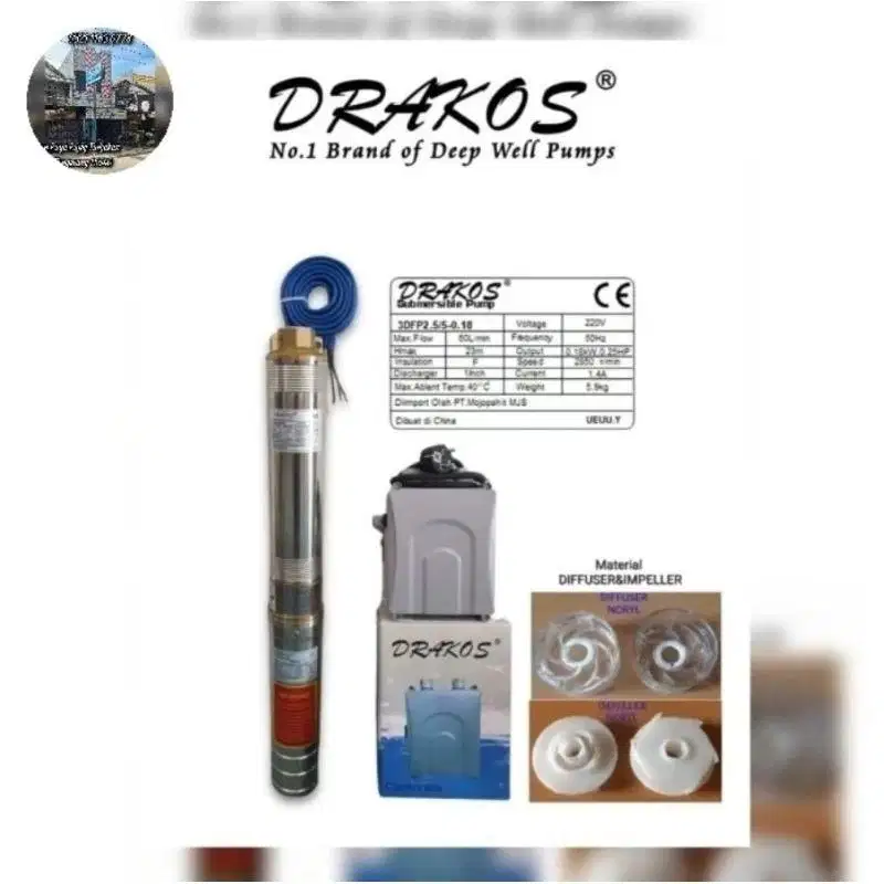 Pompa Submersible DRAKOS 0.33 HP (0.25kW) Normal⁠