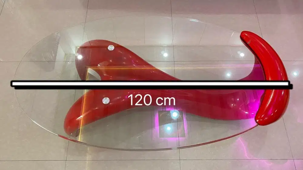 Meja Ruang Tamu Spider Kaca Tempered Glass