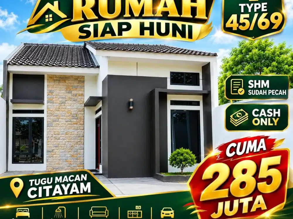RUMAH SIAP HUNI SURAT SUDAH PECAH DEKAT STASIUN CITAYAM