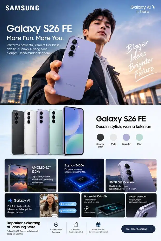 Cicilan Samsung S26 Fe mulai dari 800ribuan