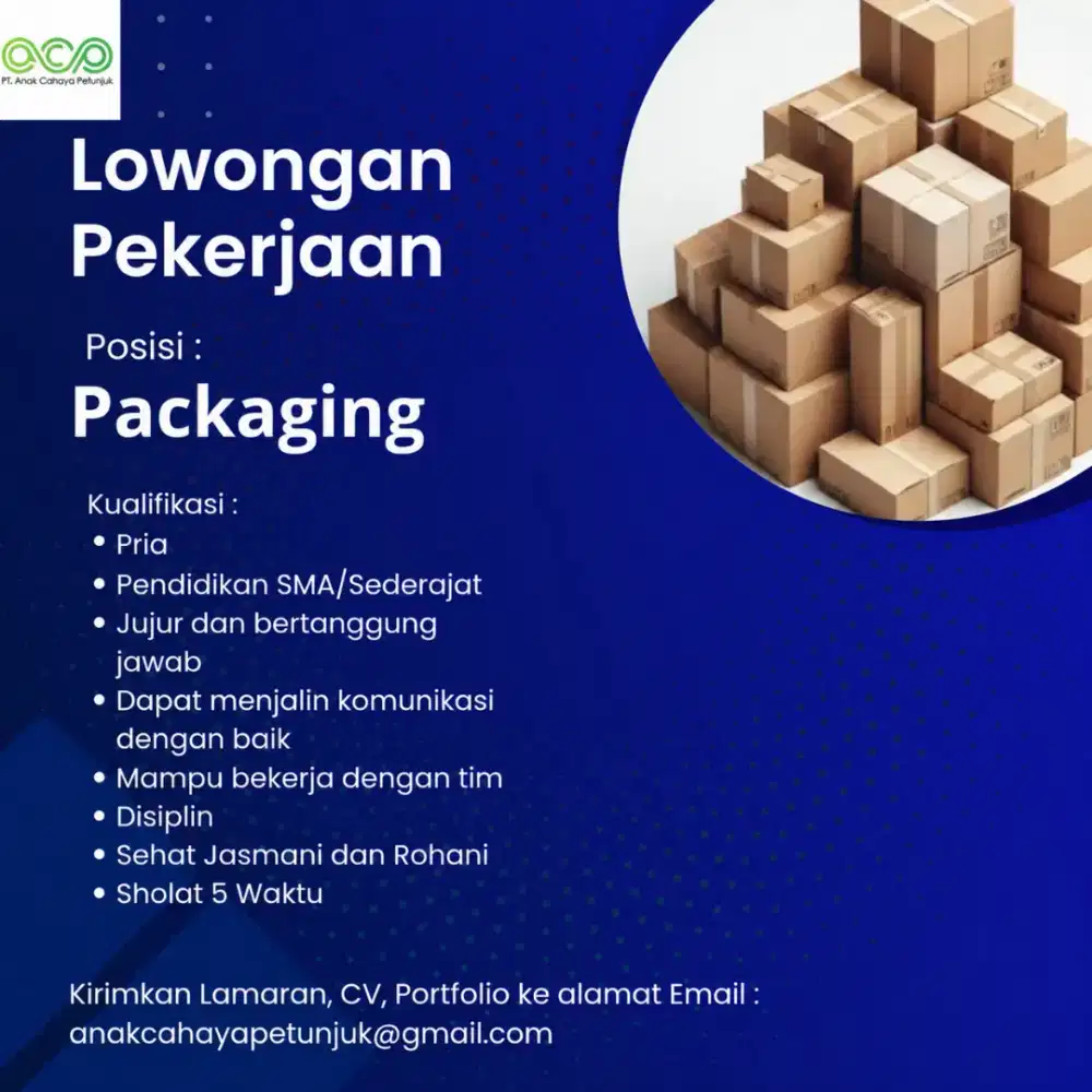Dicari Karyawan Posisi Packaging