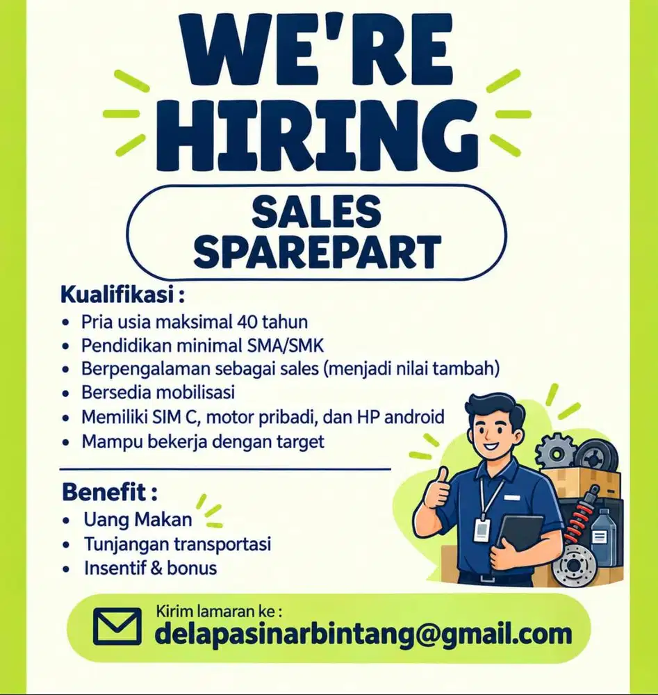 LOWONGAN KERJA – SALESMAN SPAREPART MOTOR