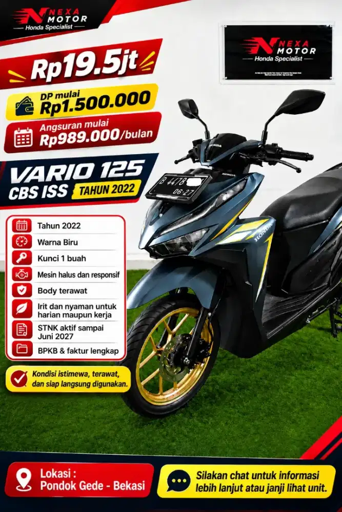 Rp19.5jt | Honda Vario CBS ISS 2022 | Istimewa!