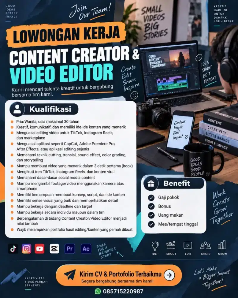 Lowongan content creator & video editor