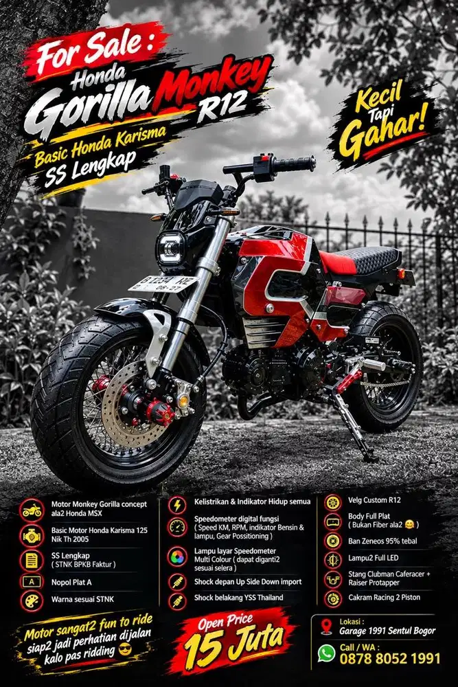 Honda Monkey Motor Mini Sport copy Honda Groom MSX Karisma 125 KPH